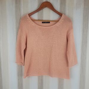 Peruvian Connection 100% Pima Cotton Knit Sweater Peach Size Small